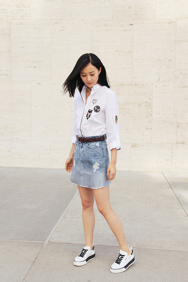 Fala Chen wearing her own Hogan customised shoes
